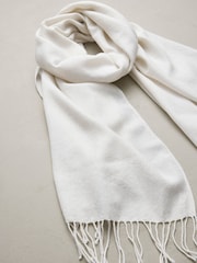 Cream - N.Premium Made in Italy Twill Midweight Shawl Scarf - 8এর মধ্যে 6 ছবি