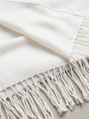 Cream - N.Premium Made in Italy Twill Midweight Shawl Scarf - 8এর মধ্যে 7 ছবি