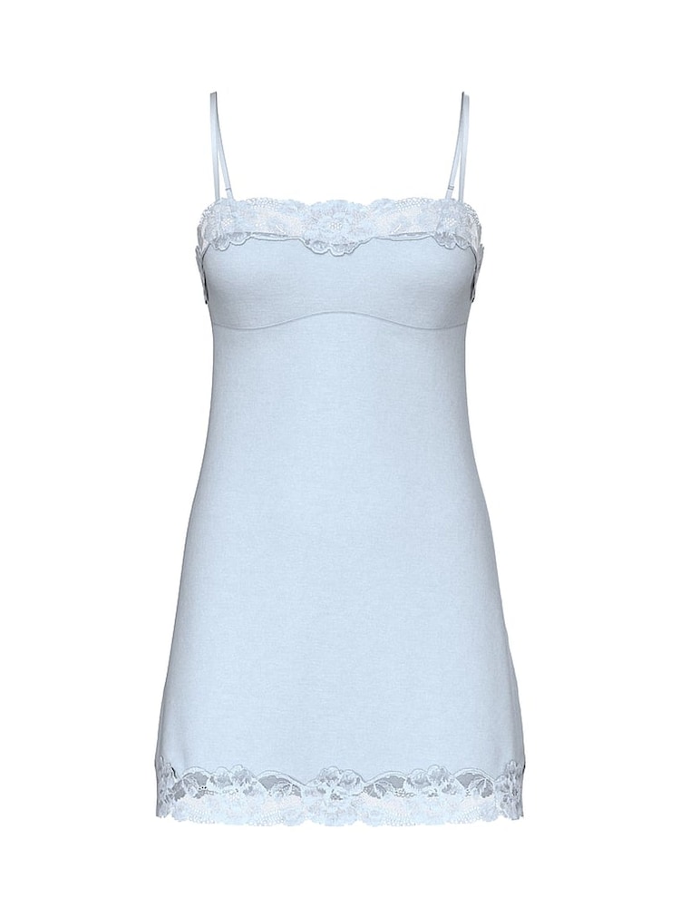 Victoria's Secret Palest Blue Modal Straight Neck Slip Dress - Image 3 of 3 Victoria's Secret Palest Blue Modal Straight Neck Slip Dress - Image 3 of 3