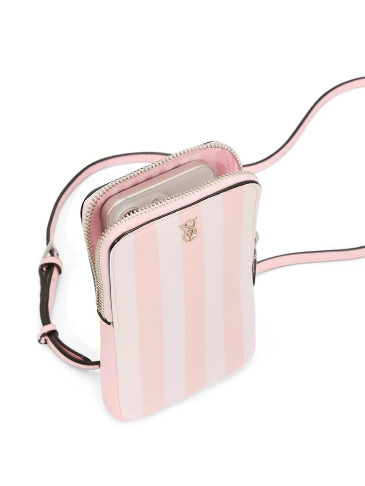 Victoria's Secret Iconic Stripe Pink Phone Crossbody Bag - Image 1 of 3