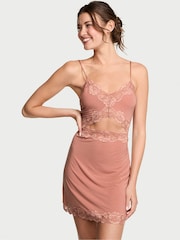 Victoria's Secret Desert Blush Brown Mini Modal Lace Slip - Image 1 of 1