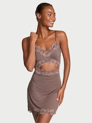 Victoria's Secret Cloudy Grey Mini Modal Lace Slip - Image 1 of 4