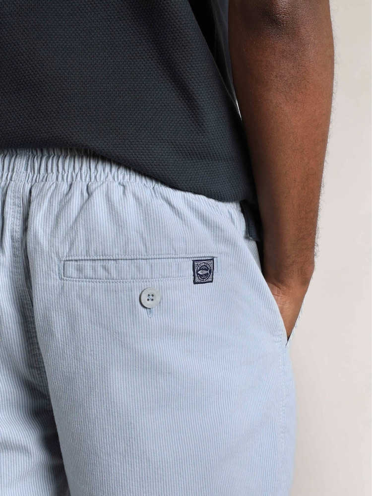 Weird Fish Blue Dewey Stripe 100% Cotton Shorts - Image 10 of 10