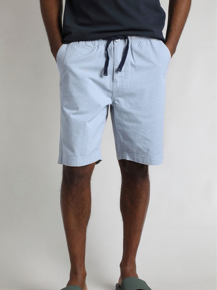 Weird Fish Blue Dewey Stripe 100% Cotton Shorts - Image 2 of 10