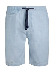 Weird Fish Blue Dewey Stripe 100% Cotton Shorts - Image 9 of 10
