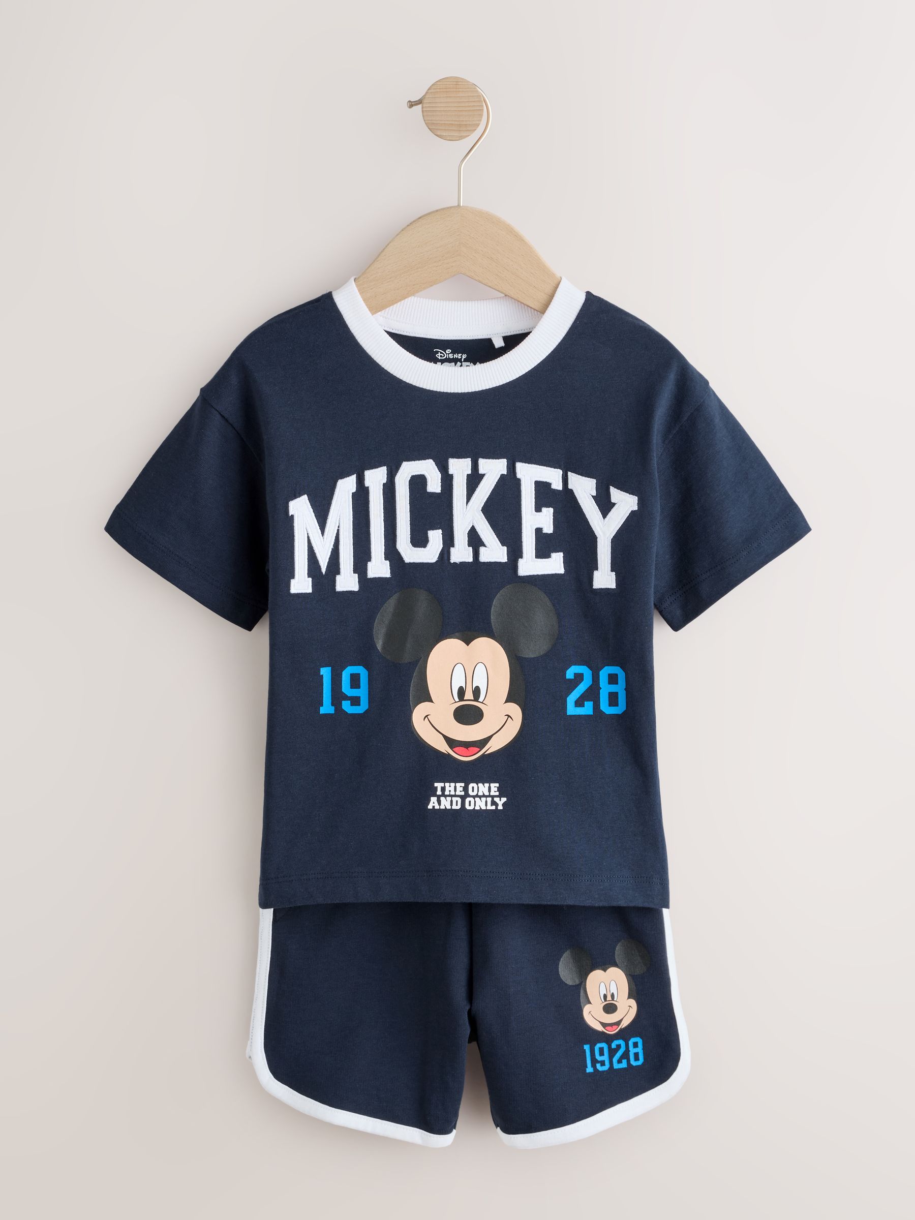 ミッキー89 ショートパンツ、Tシャツ上下セット Next：日本 ネイビーブルー / ホワイト - Mickey Mouse Tシャツ