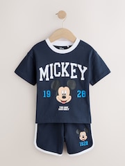 Bleu marine/blanc - Ensemble t-shirt et short Mickey Mouse (3mois-8ans) - Image 5 de 12