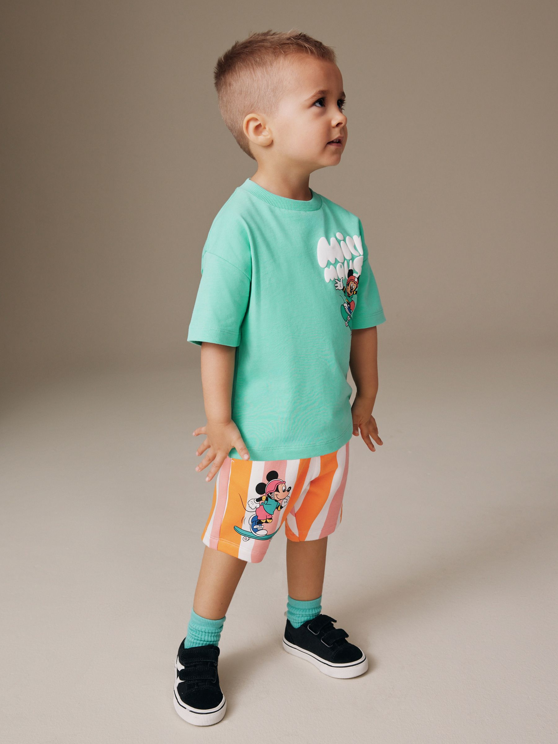 Buy Green/Orange Mickey Mouse T-Shirt and Shorts Set (3mths-8yrs