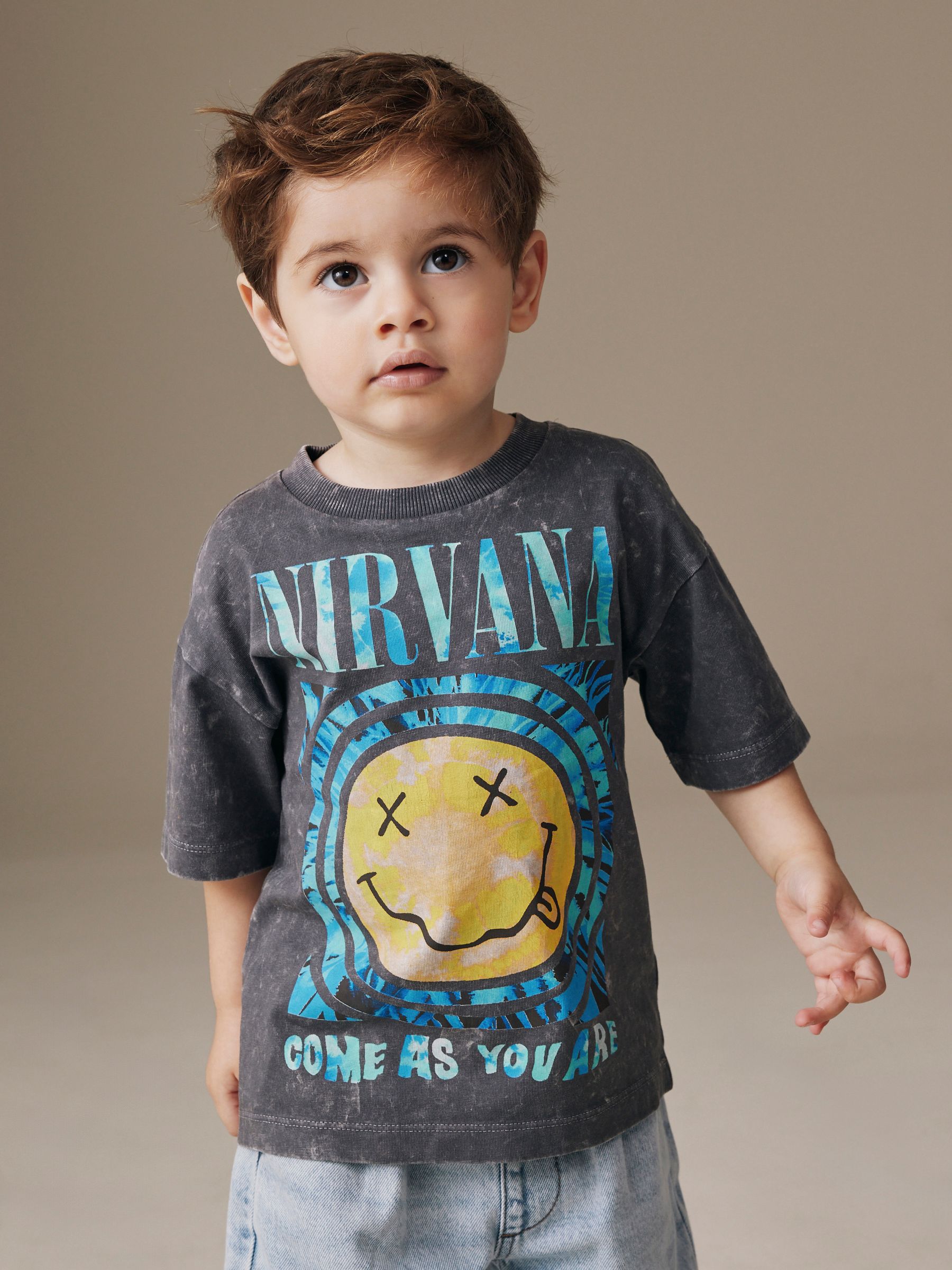 Buy Nirvana Grey Short Sleeve Band Graphic T-Shirt (3mths-8yrs