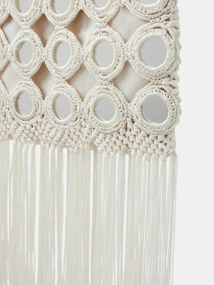 Accessorize Cream Mirror Fringe Cross-Body Bag - Image 2 of 2 Accessorize Cream Mirror Fringe Cross-Body Bag - Image 2 of 2