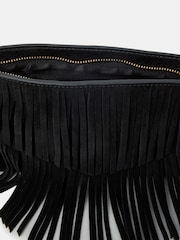 Accessorize Black Suede Fringe Cross-Body Bag - Image 2 of 2