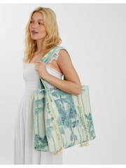 Accessorize Palm Print Quilted Shopper Bag - Slika 1 iz 5