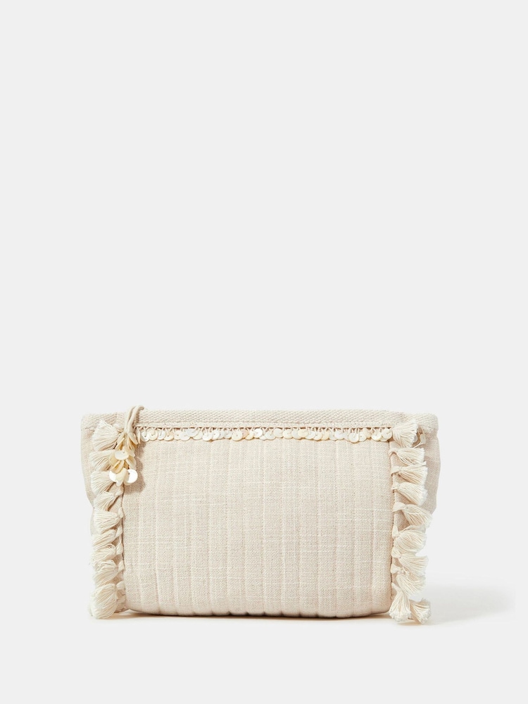 Accessorize Natural Shell And Tassel Embellished Make Up Bag - Image 1 of 2