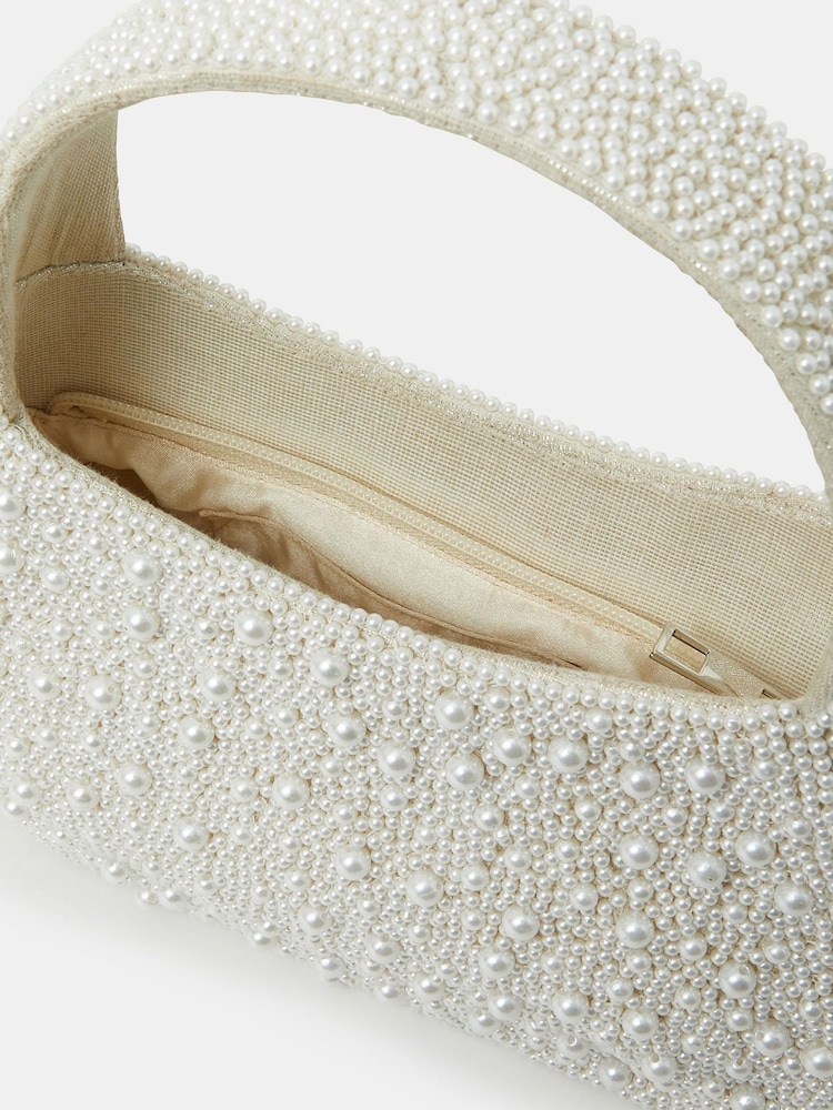 Accessorize Natural Mini Hand Beaded Pearl Handbag - Image 2 of 2