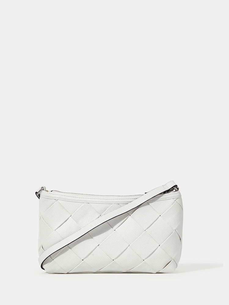 Accessorize White Woven Faux Leather Shoulder Bag - Image 1 of 3