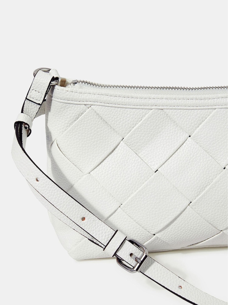 Accessorize White Woven Faux Leather Shoulder Bag - Image 3 of 3