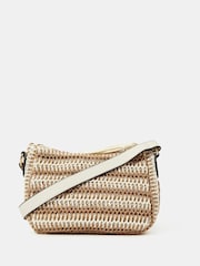 Accessorize Natural Two-Tone Woven Cross-Body Bag - Image 1 of 3