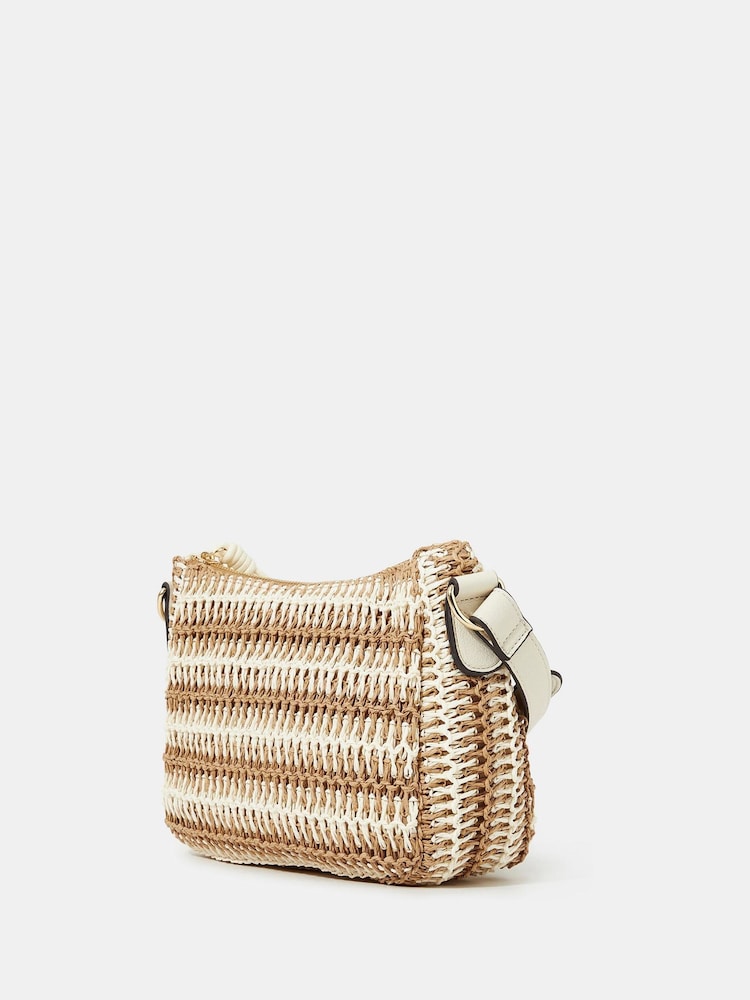 Accessorize Natural Two-Tone Woven Cross-Body Bag - Image 2 of 3