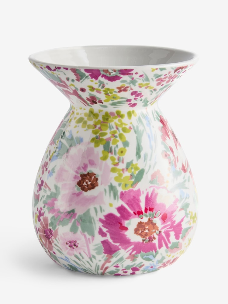 Multicolour Floral Print Small Ceramic Vase - Image 3 of 3