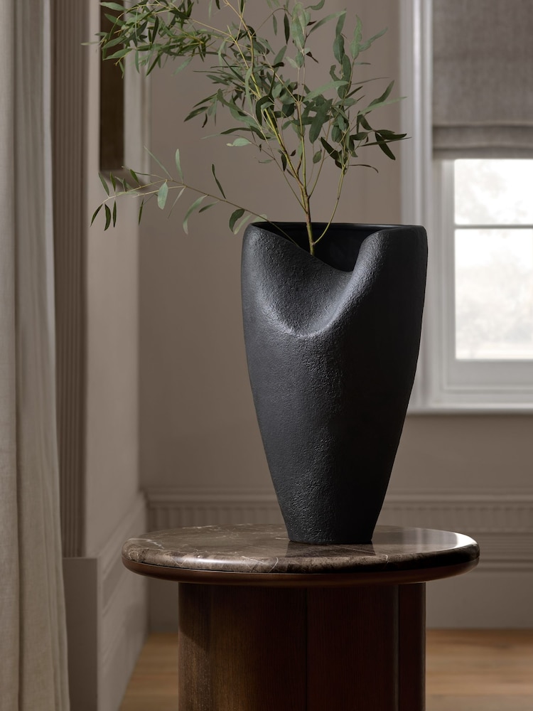 Black N. Premium Ceramic Sculptural Slumped Vase - Image 1 of 4