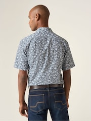Skopes Blue Floral Print 100% Cotton Short Sleeve Regular Fit Shirt - Image 2 of 5