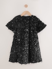 Black Sequin Textured Occasion Dress (3-16yrs) - Image 1 of 4