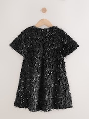 črna - Teksturirana obleka z bleščicami (3-16let) - Slika 5 iz 7