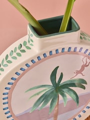 Multi Hand Painted Palm Tree Ceramic Vase - Image 2 of 3