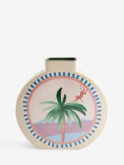 Multi Hand Painted Palm Tree Ceramic Vase - Image 3 of 3