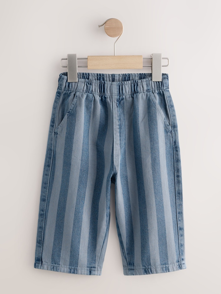 Dark Blue Stripe Pull On Wide Trousers (3mths-7yrs) - Image 1 of 4