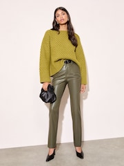 Friends Like These Green Faux Leather Straigh Leg Trousers - Image 1 of 4