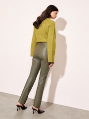 Friends Like These Green Faux Leather Straigh Leg Trousers - Image 2 of 4