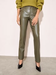 Friends Like These Green Faux Leather Straigh Leg Trousers - Image 3 of 4