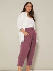 Yours Curve Red Crochet Side Cropped Trousers - Image 2 of 5