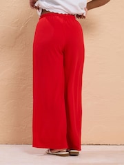 Yours Curve Red Popcorn Skinny Waist Midaxi Trousers - Image 3 of 5