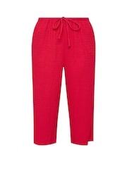 Yours Curve Red Popcorn Skinny Waist Midaxi Trousers - Image 5 of 5