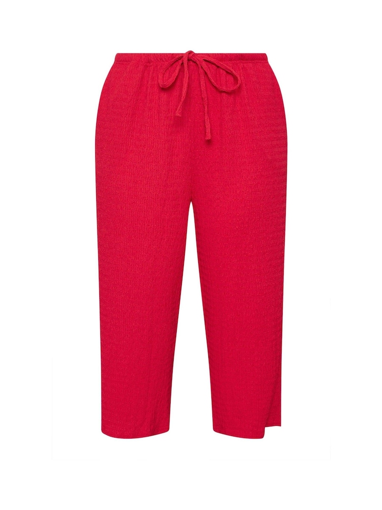 Yours Curve Red Popcorn Skinny Waist Midaxi Trousers - Image 5 of 5