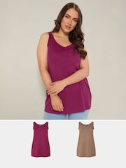 Yours Curve Pink Core Basic Vests 2 Pack - Image 1 of 8