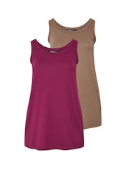 Yours Curve Pink Core Basic Vests 2 Pack - Image 6 of 8