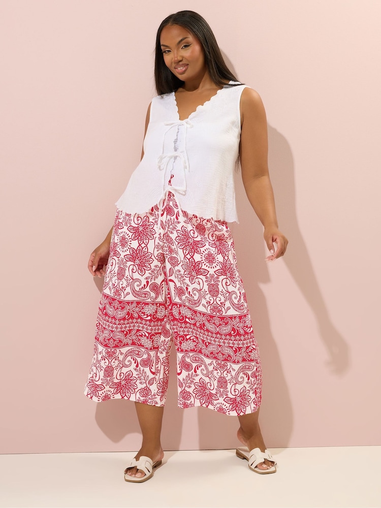 Rojo - Yours Curve Woven Crinkle Midaxi Trousers - Imagen 2 de 5 Rojo - Yours Curve Woven Crinkle Midaxi Trousers - Imagen 2 de 5