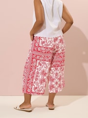 Yours Curve Red Woven Crinkle Midaxi Trousers - Image 3 of 5