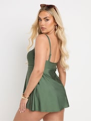 Yours Curve Green Ring Shimmer Bandeau Swimdress - Image 3 of 7