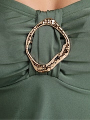Yours Curve Green Ring Shimmer Bandeau Swimdress - Image 4 of 7