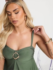 Yours Curve Green Ring Shimmer Bandeau Swimdress - Image 5 of 7