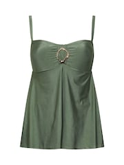 Yours Curve Green Ring Shimmer Bandeau Swimdress - Image 6 of 7