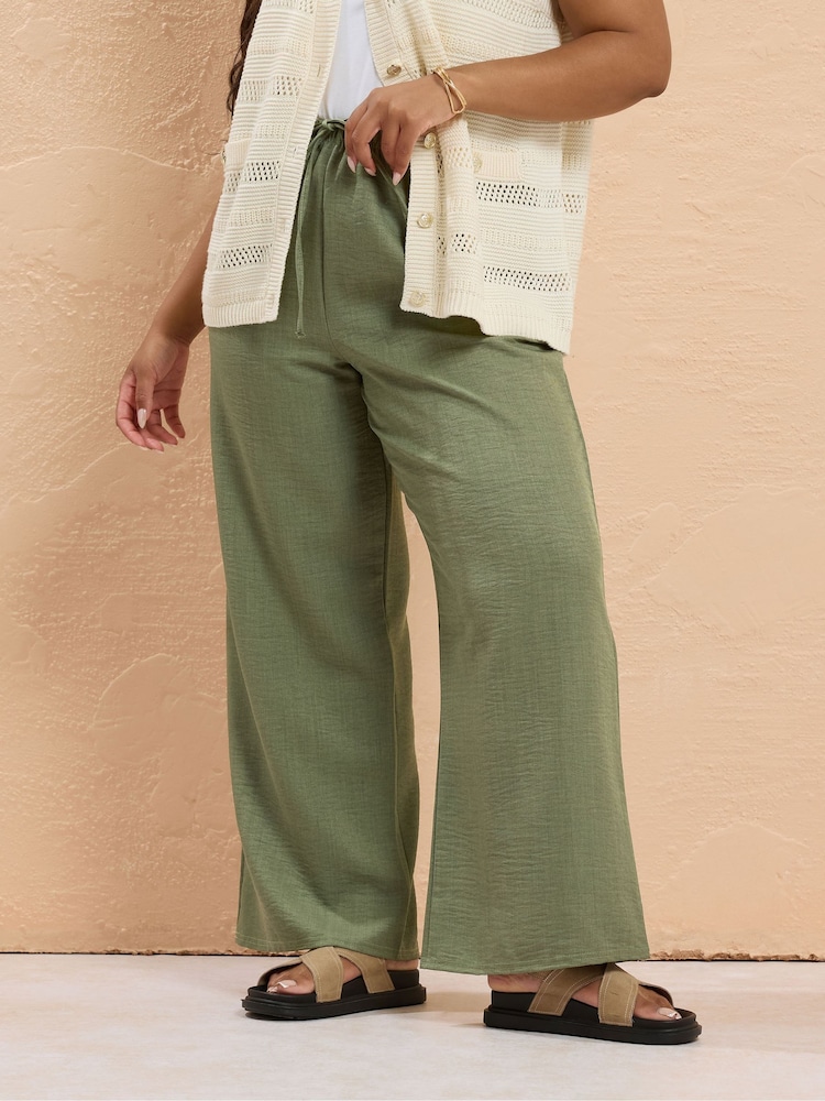 Yours Curve Green Look Skinny Waist Trousers - Image 1 of 5