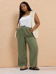 Yours Curve Green Look Skinny Waist Trousers - Image 2 of 5