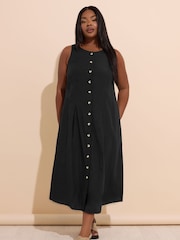 Yours Curve Black Containing Linen Maxi Dress - Image 2 of 5