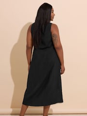 Yours Curve Black Containing Linen Maxi Dress - Image 3 of 5