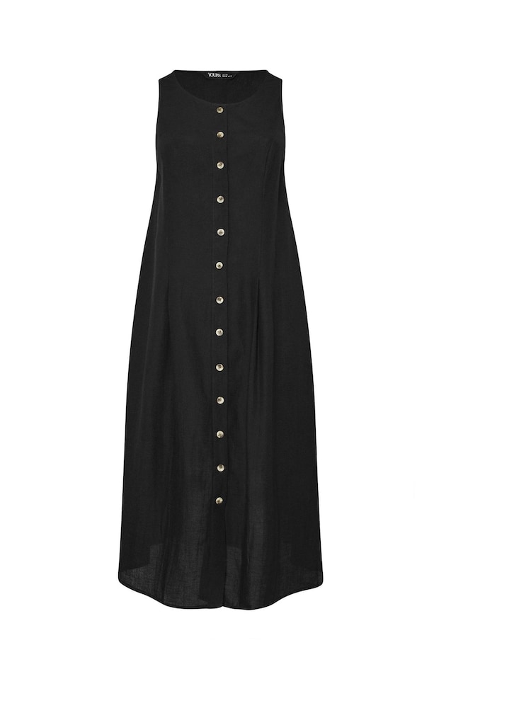 Yours Curve Black Containing Linen Maxi Dress - Image 5 of 5